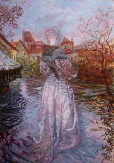 Painting titled "girl on the water" by Isander4, Original Artwork, Oil