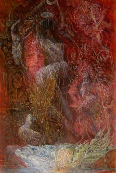 Painting titled "Serpents of carpets" by Isander4, Original Artwork, Oil
