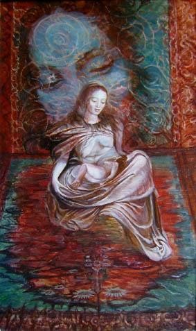 Painting titled "Madonna in dreams" by Isander4, Original Artwork, Oil