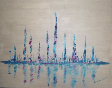 Peinture intitulée "Aqua Marina" par Princesse Sylviane D Isangel, Œuvre d'art originale, Huile
