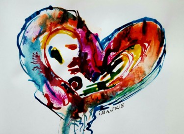 Painting titled "Coeur" by Isankis, Original Artwork