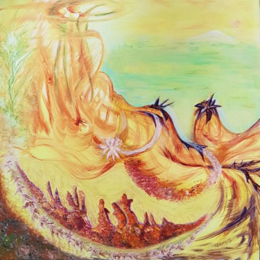 Painting titled "Apsara" by Isankis, Original Artwork, Acrylic