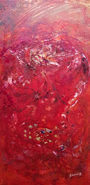 Painting titled "Orange rouge" by Isankis, Original Artwork, Acrylic