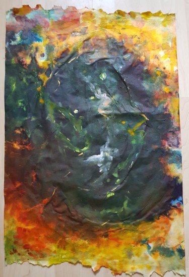 Peinture intitulée "Vert profond" par Isankis, Œuvre d'art originale, Encre