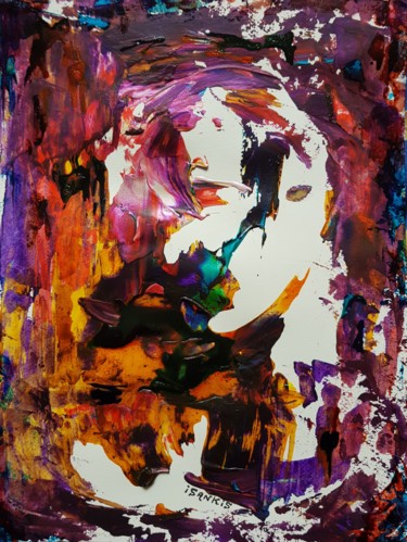 Painting titled "Portrait abstrait" by Isankis, Original Artwork, Acrylic