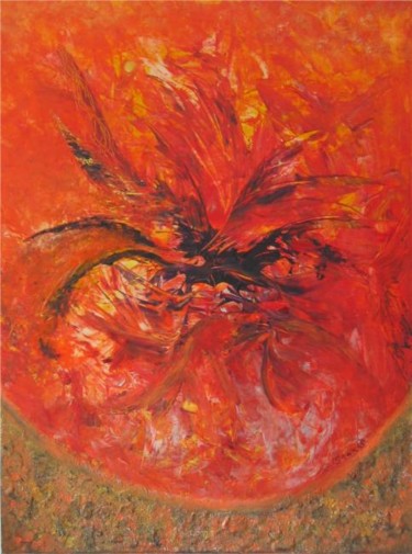 Painting titled "ERUPTION VOLCANIQUE" by Isankis, Original Artwork, Acrylic