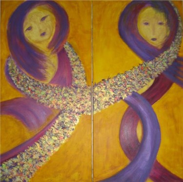 Painting titled "LES AMES SOEURS" by Isankis, Original Artwork, Acrylic