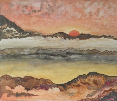Painting titled "soleil levant" by Isankis, Original Artwork, Ink