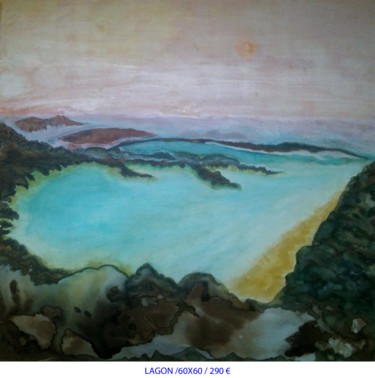 Peinture intitulée "Lagon" par Isankis, Œuvre d'art originale, Encre
