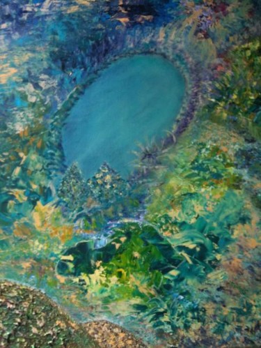 Malerei mit dem Titel "perle bleue" von Isankis, Original-Kunstwerk, Acryl