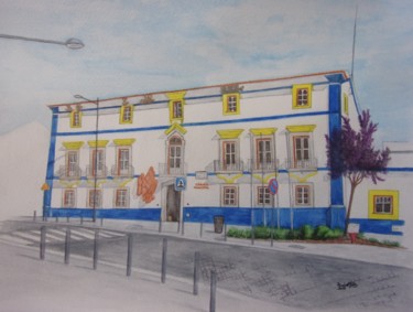 Pintura intitulada "Edifício da Câmara…" por Isabel Cabrita, Obras de arte originais, Aquarela