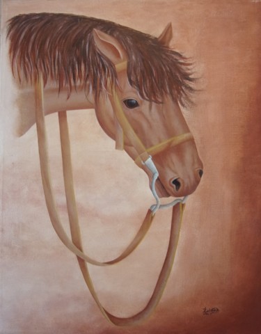 Painting titled "Cavalo" by Isabel Cabrita, Original Artwork, Oil