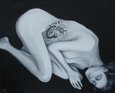 Pintura titulada "ENDOMETRIOSE 1 LA D…" por Virginie Isfaoui, Obra de arte original, Oleo Montado en Bastidor de camilla de…