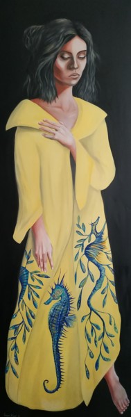 Malerei mit dem Titel "La femme aux hippoc…" von Virginie Isfaoui, Original-Kunstwerk, Öl