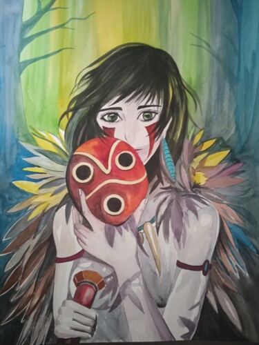 Zeichnungen mit dem Titel "atelier Bd manga" von Virginie Isfaoui, Original-Kunstwerk, Aquarell