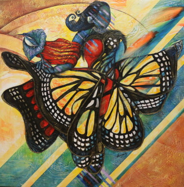 Картина под названием "1-le-papillon-et-le…" - Isgori, Подлинное произведение искусства, Другой