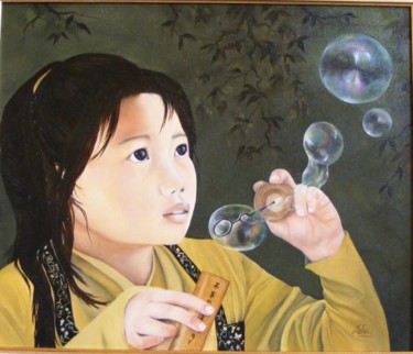 Peinture intitulée "Souffle d'espoir" par Isha, Œuvre d'art originale, Huile