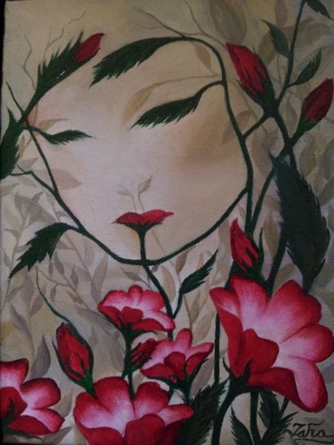 Peinture intitulée "vison-de-fleurs.jpg" par Isha, Œuvre d'art originale, Acrylique
