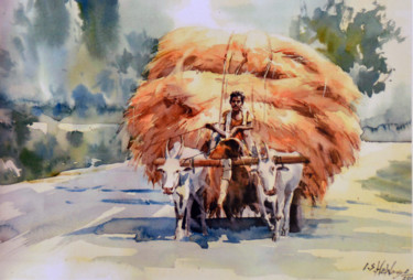 Painting titled "Journey along a Bea…" by Ishan Senaka Hewage, Original Artwork, Acrylic Mounted on Wood Stretcher frame