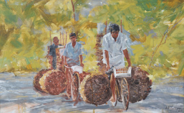 Painting titled "A Hard Knock Life" by Ishan Senaka Hewage, Original Artwork, Acrylic Mounted on Wood Stretcher frame