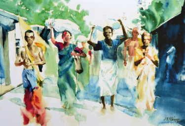 Картина под названием "A Manic Monday" - Ishan Senaka Hewage, Подлинное произведение искусства, Акрил Установлен на Деревянн…