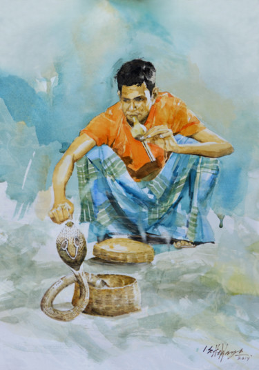 Peinture intitulée "Rhythm of the Cobra" par Ishan Senaka Hewage, Œuvre d'art originale, Acrylique Monté sur Châssis en bois