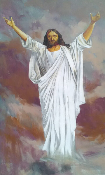 Painting titled "Jesus my Savior" by Ishan Senaka Hewage, Original Artwork, Acrylic Mounted on Wood Stretcher frame