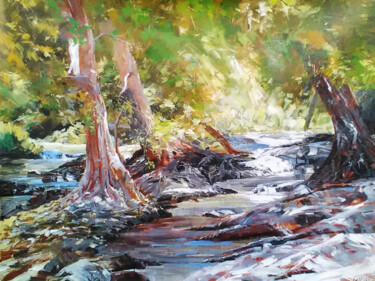 Картина под названием "River of Faith" - Ishan Senaka Hewage, Подлинное произведение искусства, Акрил Установлен на Деревянн…