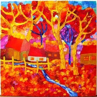 Картина под названием "Осень" - Ищенко Оксана, Подлинное произведение искусства, Масло