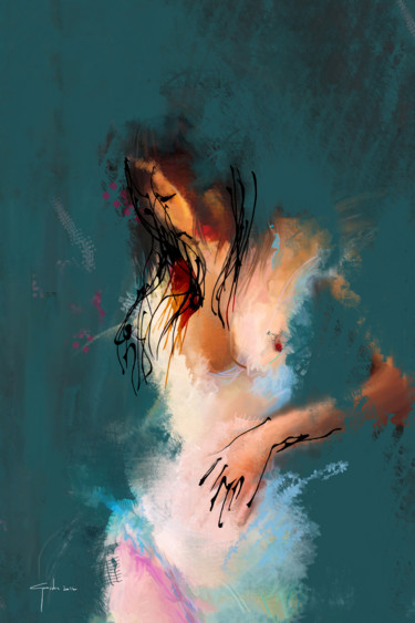 Digital Arts titled "Asian Girl" by Ish Gordon, Original Artwork, Digital Painting