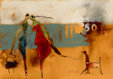 Digital Arts titled "Meeting in Havana" by Ish Gordon, Original Artwork, Digital Painting