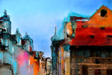 Digitale Kunst mit dem Titel "I Saw a City" von Ish Gordon, Original-Kunstwerk, Digitale Malerei