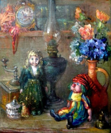 Painting titled "Кукла" by Nina Stasiukova, Original Artwork, Oil