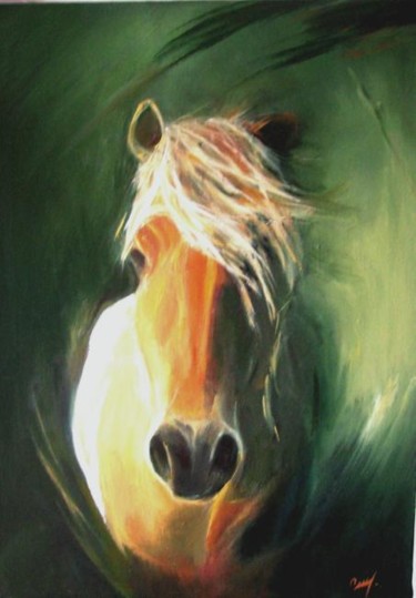 Painting titled "„Le Cheval” huile s…" by Maria Doina Cublesan, Original Artwork, Oil