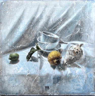 Malerei mit dem Titel "blue hidden cup" von Isis, Original-Kunstwerk