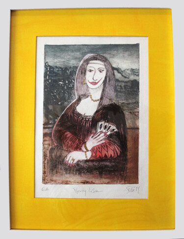 Gravures & estampes intitulée "04)7 Money Lisa" par Isis Bi M, Œuvre d'art originale