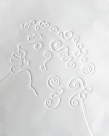 Estampas & grabados titulada "08) Moustachu" por Isis Bi M, Obra de arte original, Gofrado en papel