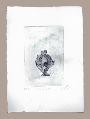 Gravures & estampes intitulée "38*) 2/8 Dos à Dos…" par Isis Bi M, Œuvre d'art originale, Gravure