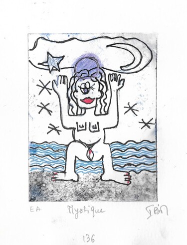 Druckgrafik mit dem Titel "136*) Mystique" von Isis Bi M, Original-Kunstwerk, Gravur