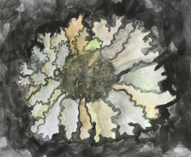Painting titled "02)  Lichen" by Isis Bi M, Original Artwork, Watercolor