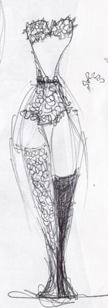 Drawing titled "Femme habillée" by Isis Bi M, Original Artwork