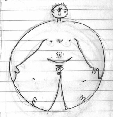 Dessin intitulée "Mon Sieur Obèse" par Isis Bi M, Œuvre d'art originale