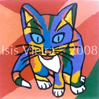 Gato Pintura intitulada "Gato" por Isis Vieira, Obras de arte originais, Óleo