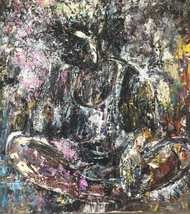 Malerei mit dem Titel "Exhale" von Isiuwe Onyeabor Emmanuel, Original-Kunstwerk, Öl Auf Keilrahmen aus Holz montiert