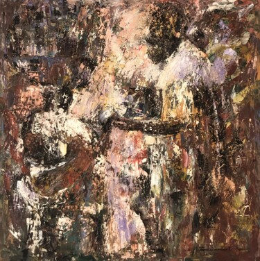 Pittura intitolato "Night market" da Isiuwe Onyeabor Emmanuel, Opera d'arte originale, Acrilico