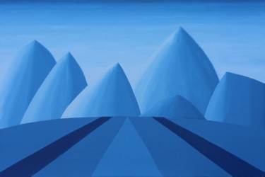 Painting titled "Blue Mountains" by Iskan, Original Artwork, Oil