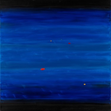 Painting titled "Night Sea with Buoys" by Iskan, Original Artwork, Oil