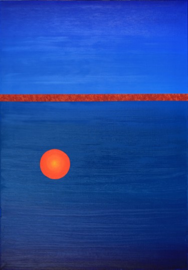 Schilderij getiteld "Orange Sun - Compos…" door Iskan, Origineel Kunstwerk, Olie