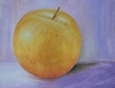 Painting titled "Golden Apple" by Iskan, Original Artwork, Oil