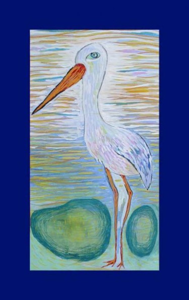 Painting titled "A stork" by Alexander Koulakov, Original Artwork, Oil
